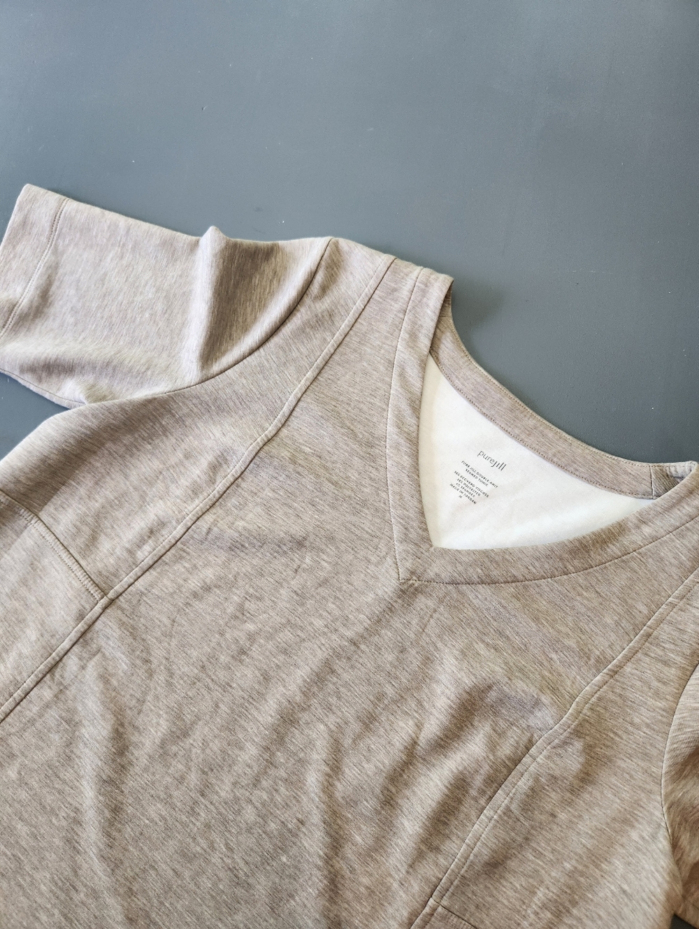 Pure Jill Double-Knit Seamed Tunic Cream Women's M J. Jill Short Sleeve Comfort
